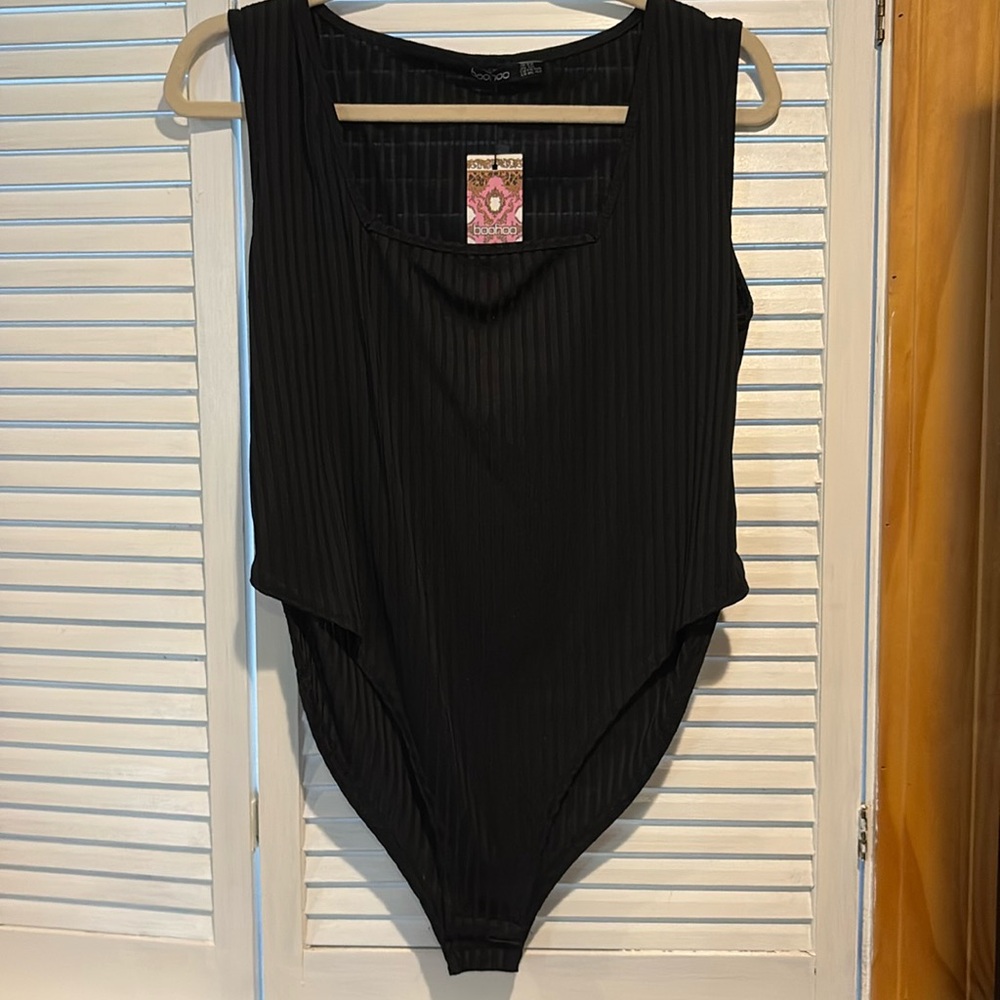 Black ribbed bodysuit